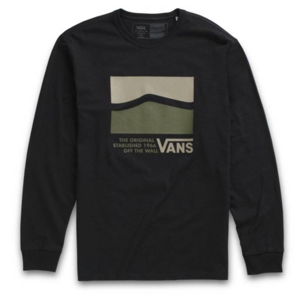 Vans Off The Wall Side Stripe Long Sleeve Tee Size Small Color Black NWT